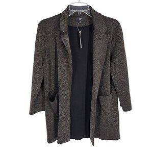 New J. Crew 365 XS Sparkly Sophie Open Front Sweater Blazer K2426 Black gold